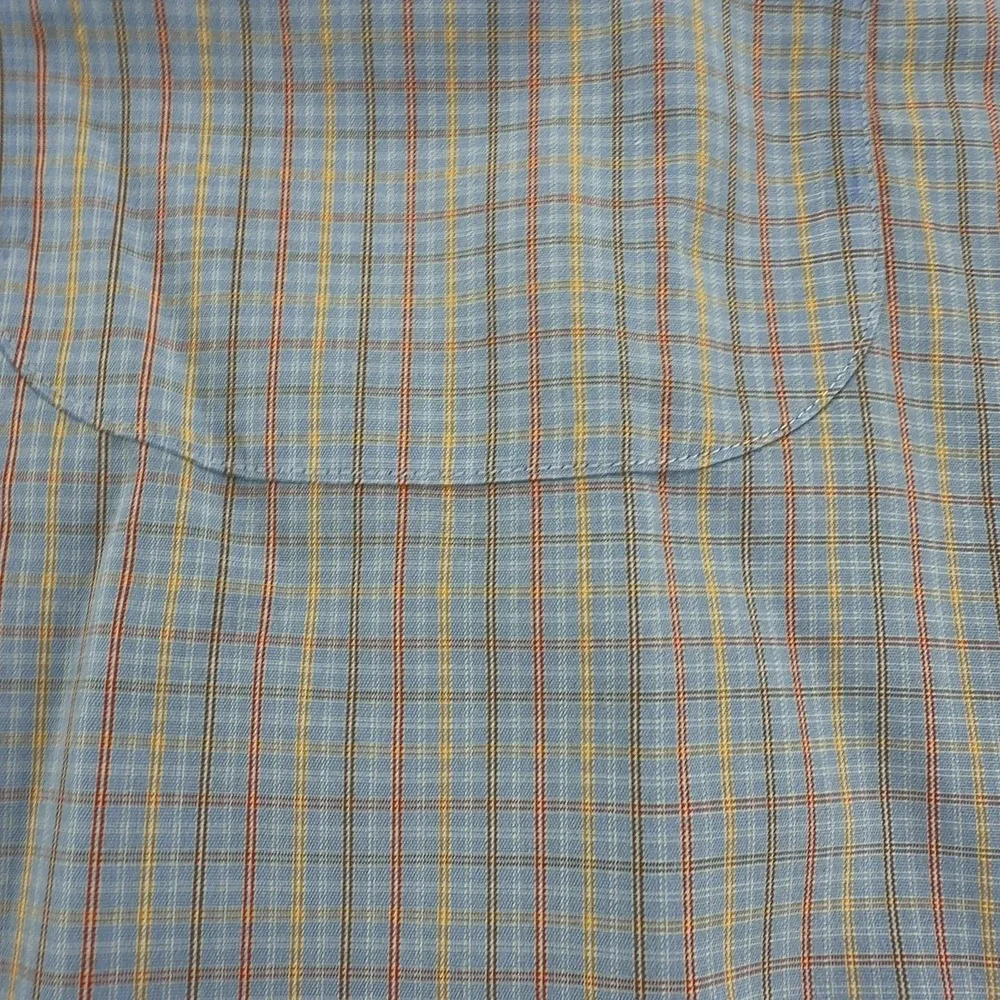 Brooks Brothers Classic Mens 18 34 Blue Plaid Supima Cotton Non Iron Dress Shirt